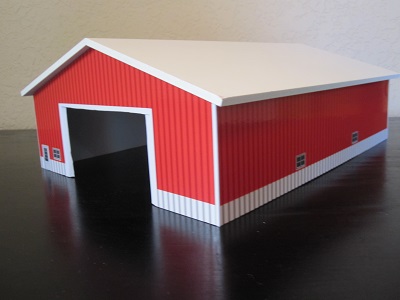 1/64 Custom scratch built cattle shed green white 
